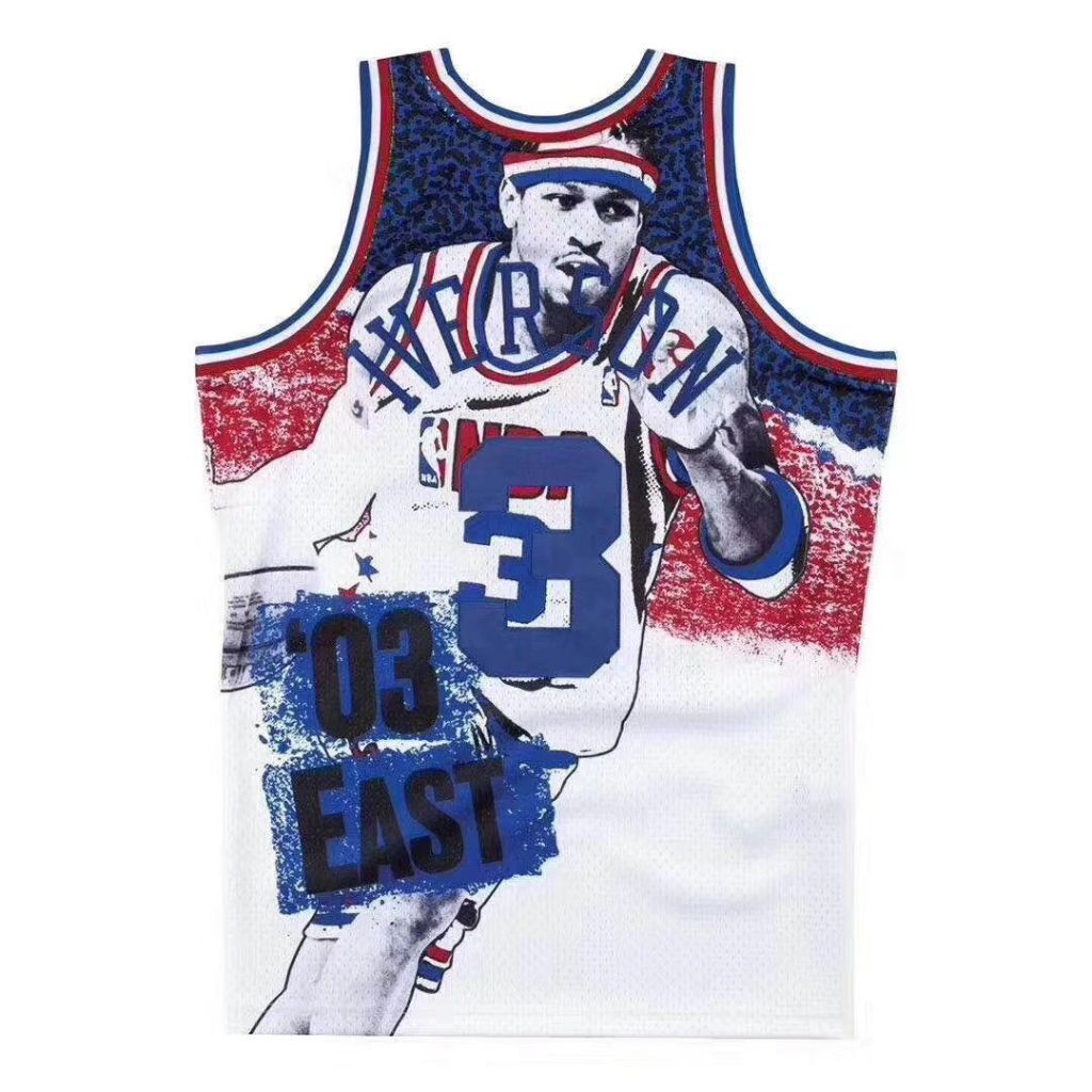 #3 iverson 2003 all star jersey (print) Basketball Jersey basketball jersey product view 1