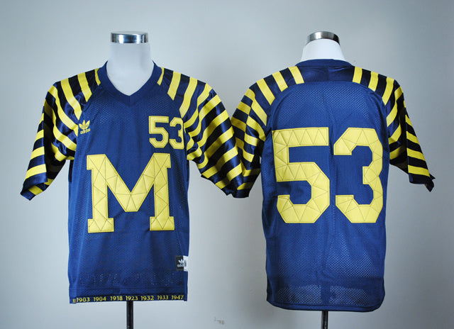 #53 Blue Edition College Football Jersey football jersey product view 1