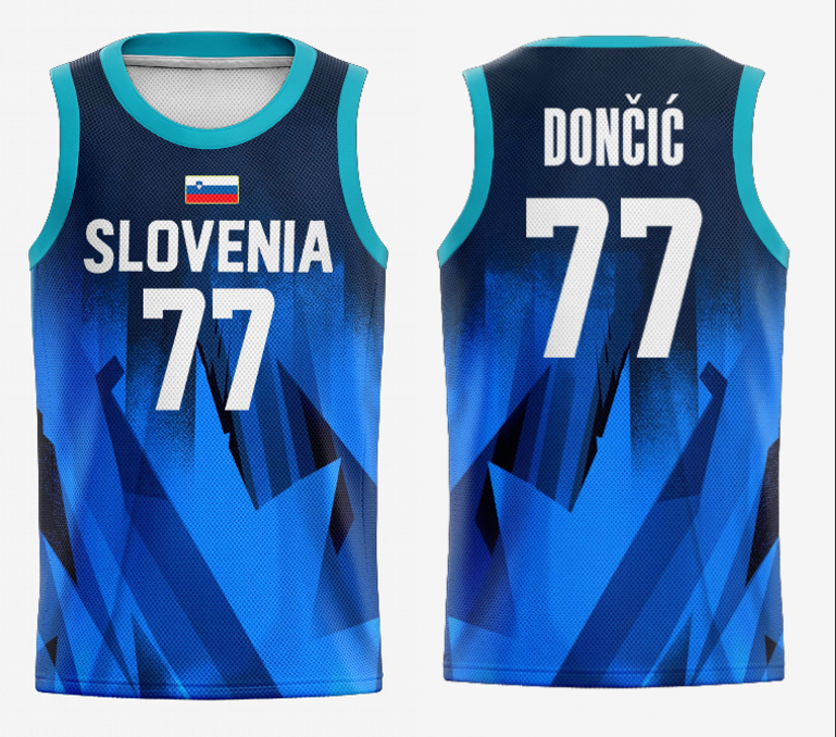 #77 Doncic Tokyo Olympic Slovenia jersey blue (heat pressed) (1)_conew1 Basketball Jersey basketball jersey product view 1