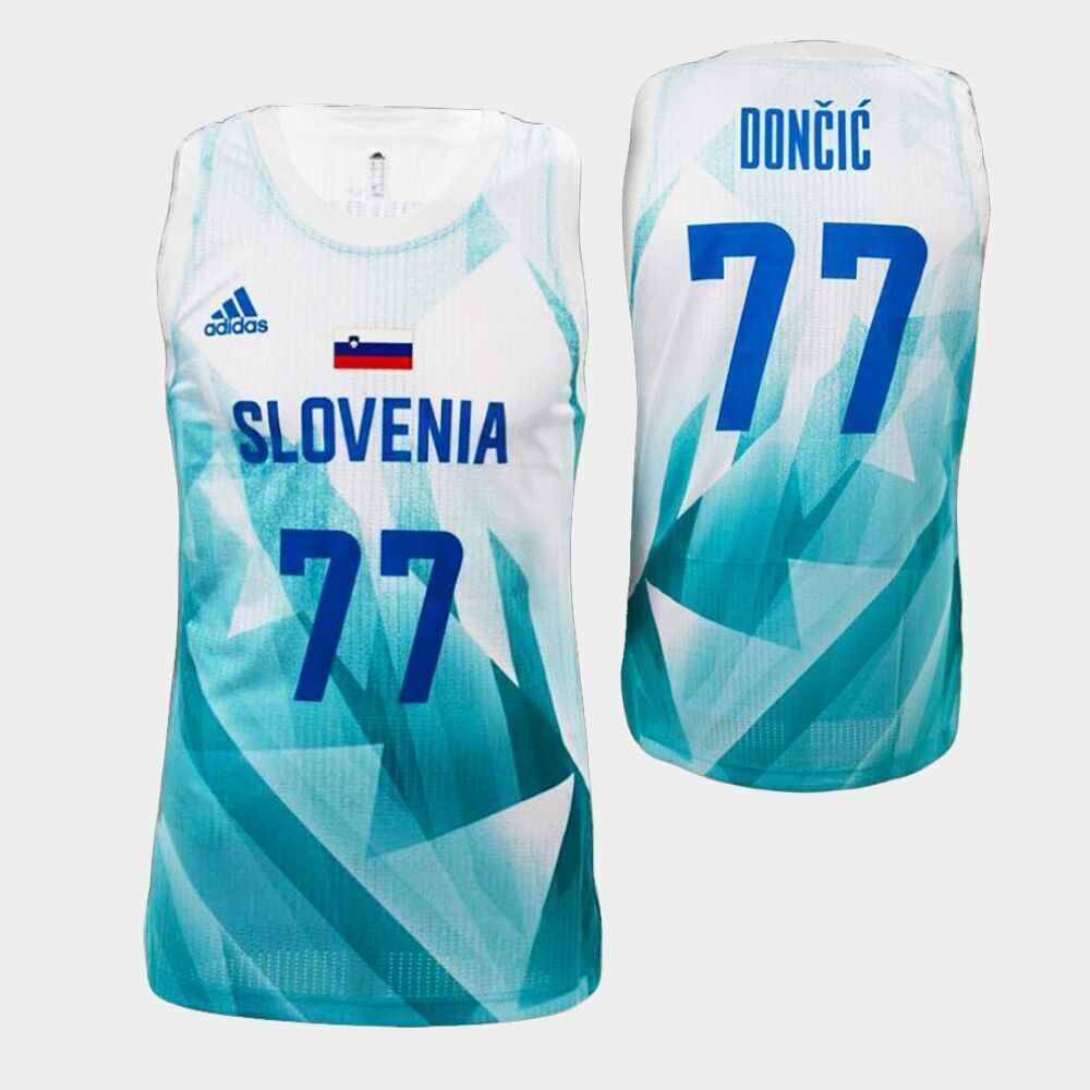 #77 Doncic Tokyo Olympic Slovenia jersey white Tokyo Olympics Team Doncic White Style 3 Basketball Jersey basketball jersey product view 1