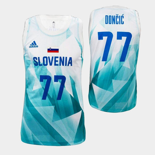 #77 Doncic Tokyo Olympic Slovenia jersey white Tokyo Olympics Team Doncic White Style 3 Basketball Jersey basketball jersey product view 1