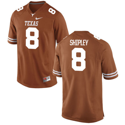 #8 Shipley Dark Orange College Football Jersey football jersey product view 1