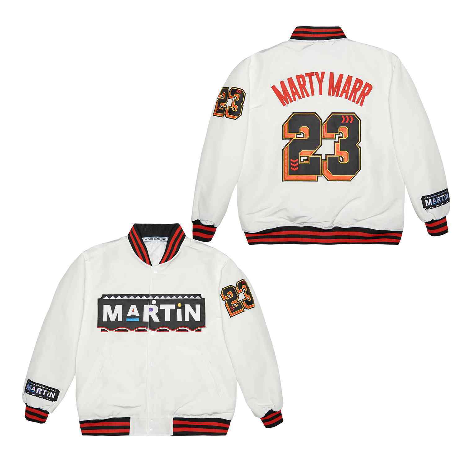 23# WHITE MARTIN SATIN JACKET College Football Jersey football jersey product view 1