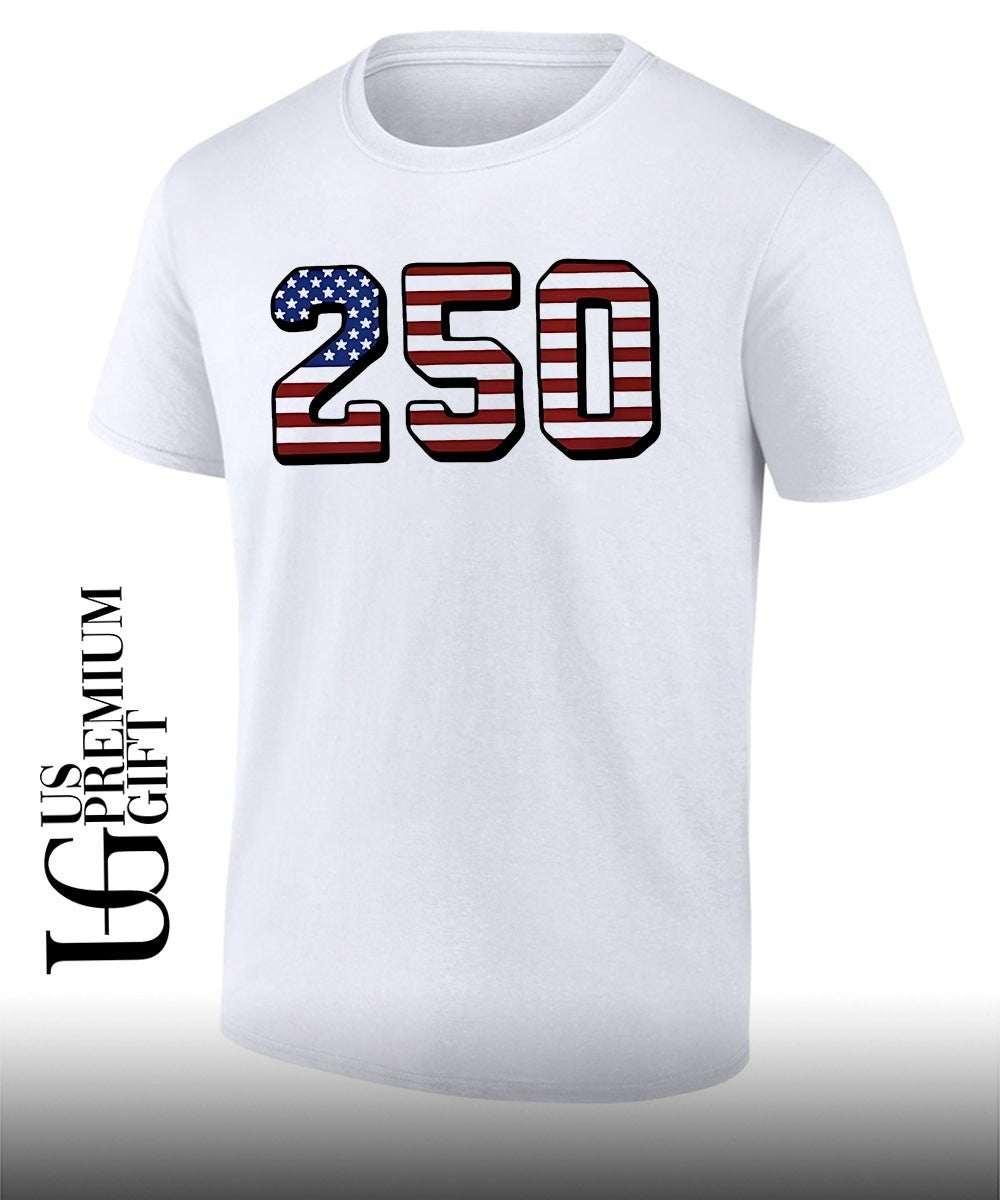 250 USA American flag Stars and Stripes shirt Unisex T-shirt, Sweatshirt, Hoodie, Long Sleeve Tee - T-Shirt, Sweatshirt, Hoodie