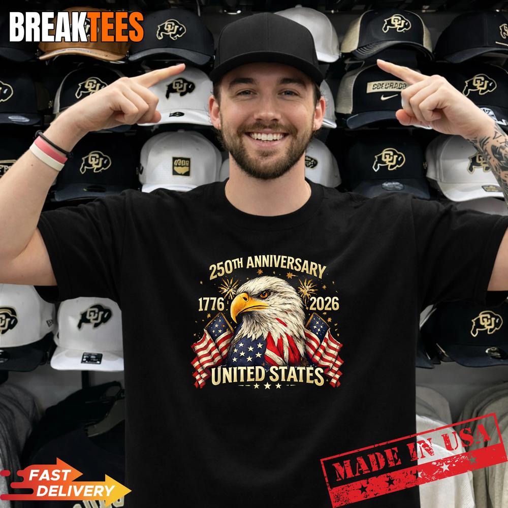250 Years American Anniversary 1776-2026 USA Flag T-Shirt Unisex T-shirt, Sweatshirt, Hoodie, Long Sleeve Tee - T-Shirt, Sweatshirt, Hoodie