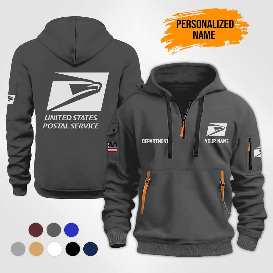 Personalized Name Love Postal Service Quarter Zip Hoodie Unisex T-shirt, Sweatshirt, Hoodie, Long Sleeve Tee - T-Shirt, Sweatshirt, Hoodie