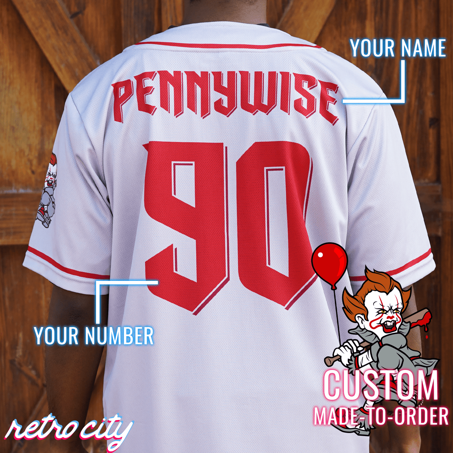 Pennywise Slasher Series Full-Button Baseball Jersey baseball jersey product view 2