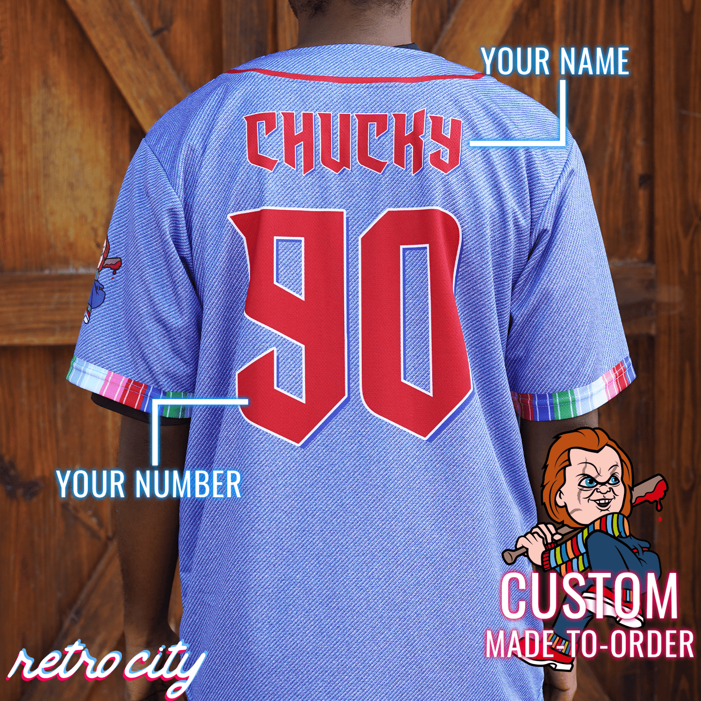 Chucky Slasher Series Full-Button Baseball Jersey baseball jersey product view 2
