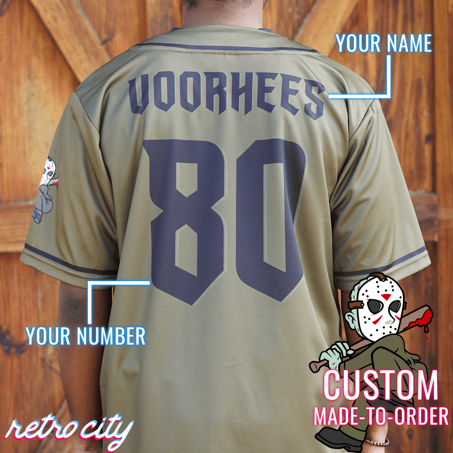 Jason Slasher Series Full-Button Baseball Jersey baseball jersey product view 2