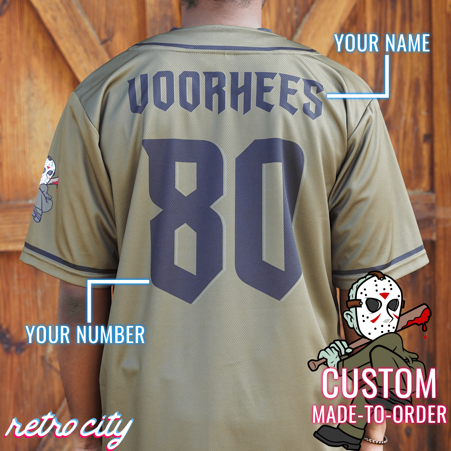 Jason Slasher Series Full-Button Baseball Jersey baseball jersey product view 2