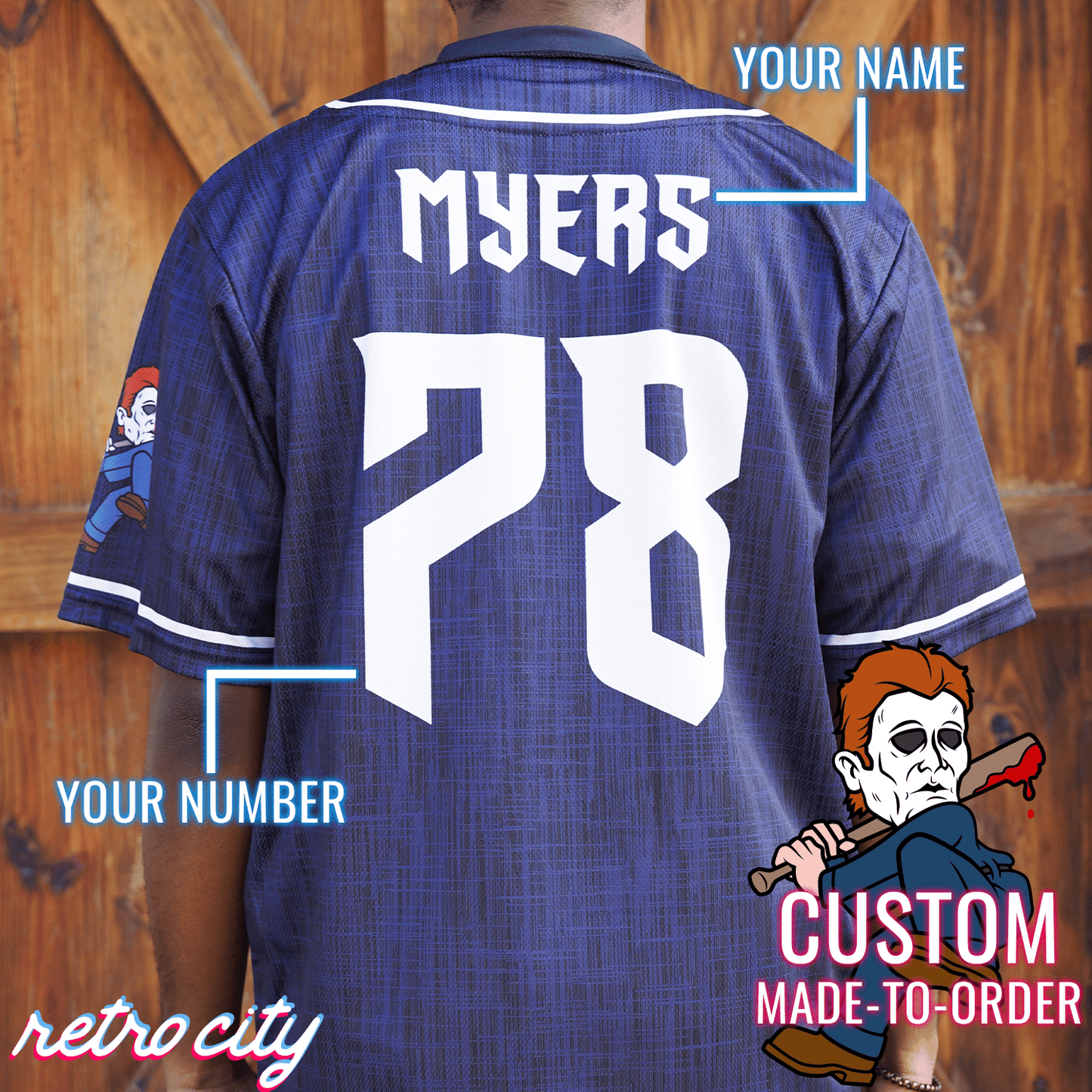 Michael Slasher Series Full-Button Baseball Jersey baseball jersey product view 2