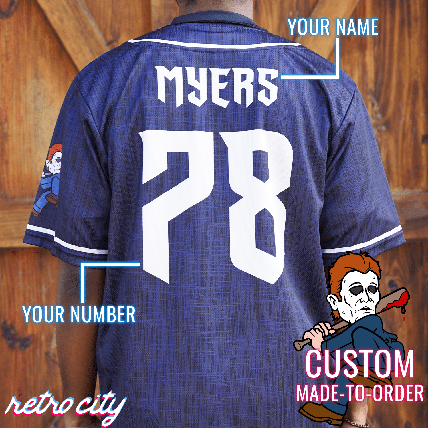 Michael Slasher Series Full-Button Baseball Jersey baseball jersey product view 2