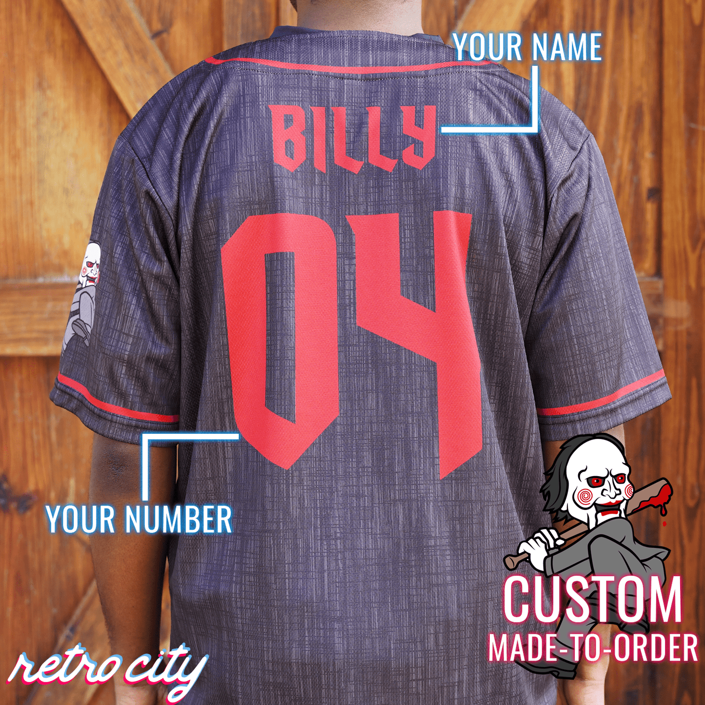 Billy Slasher Series Full-Button Baseball Jersey baseball jersey product view 2