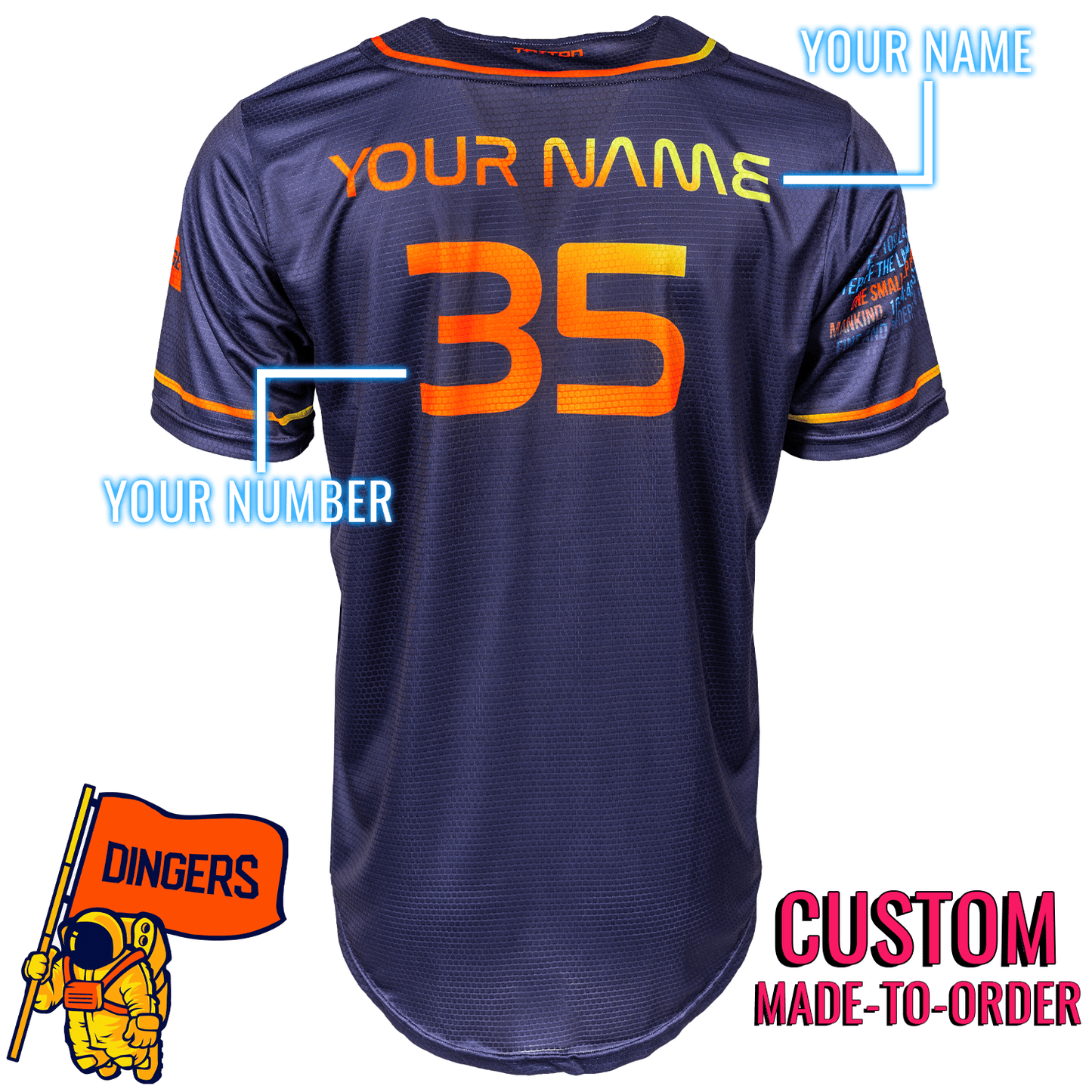 Moonshot Houston Lifestyle Baseball Jersey *CUSTOM* baseball jersey product view 2