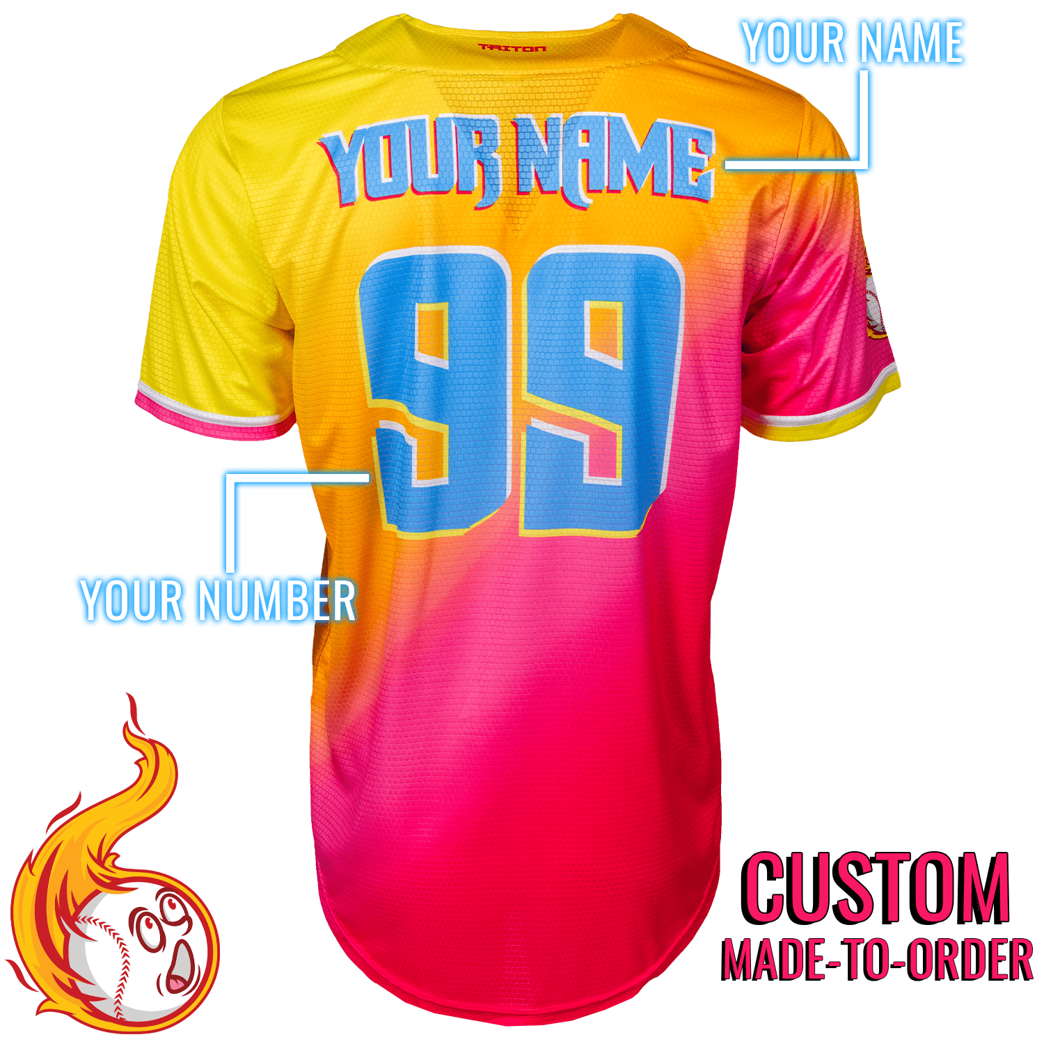 VeloCity Lifestyle Baseball Jersey *CUSTOM* baseball jersey product view 2