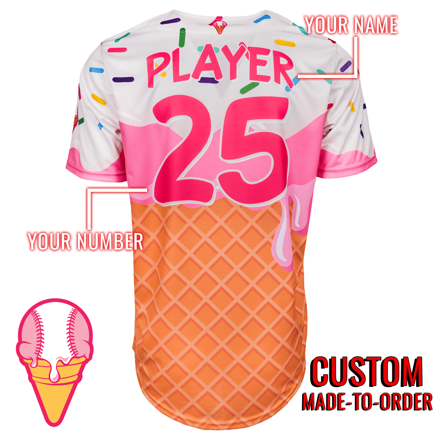 Cream City Ice Cream Lifestyle Baseball Jersey *CUSTOM* baseball jersey product view 2