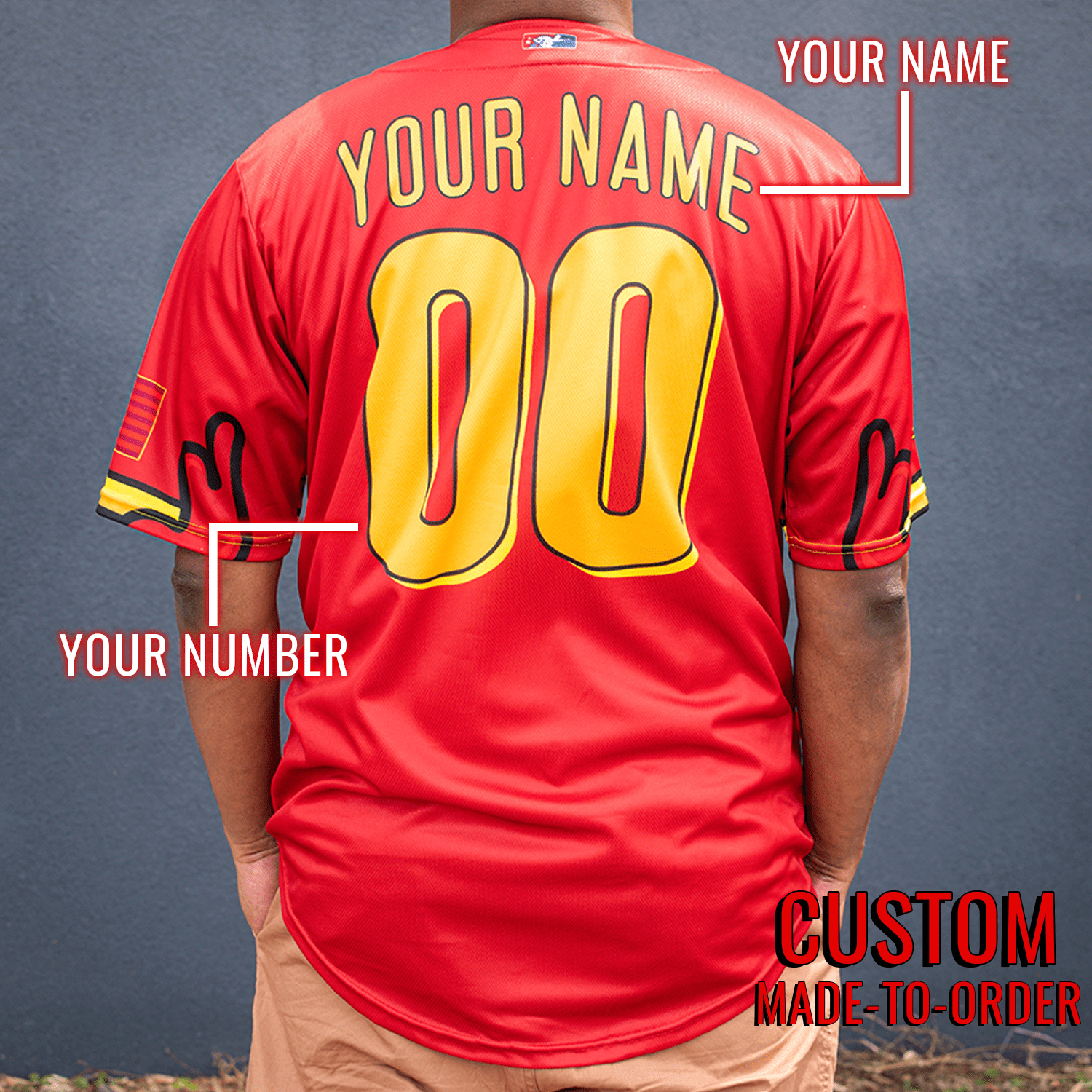 Fry Swatters Seamhead Baseball League Jersey (Away) *CUSTOM* baseball jersey product view 2