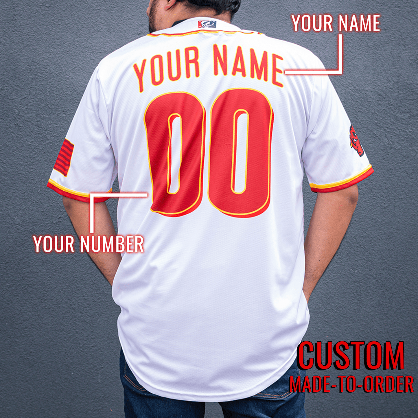 Fry Swatters Seamhead Baseball League Jersey (Home) *CUSTOM* baseball jersey product view 2