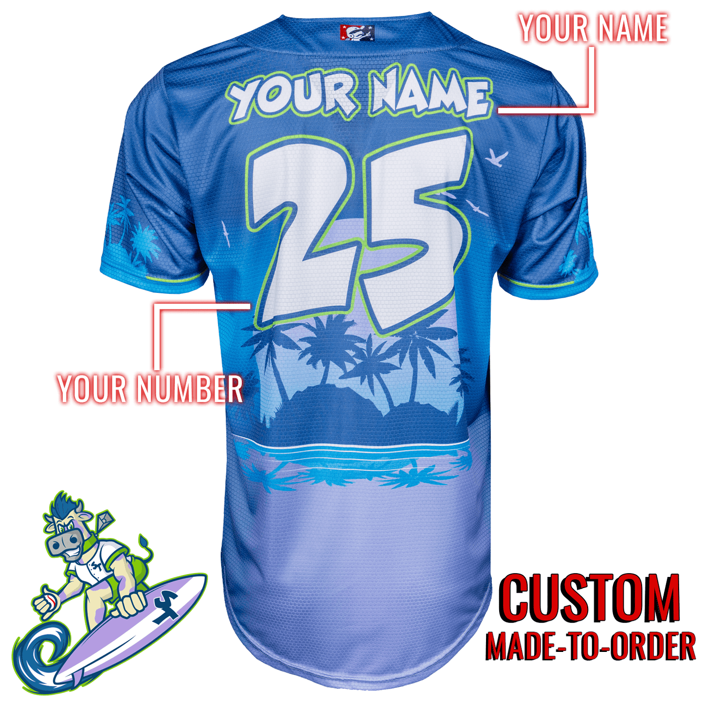 Surfin' Turfs Seamhead Baseball League Jersey (Away) *CUSTOM* baseball jersey product view 2