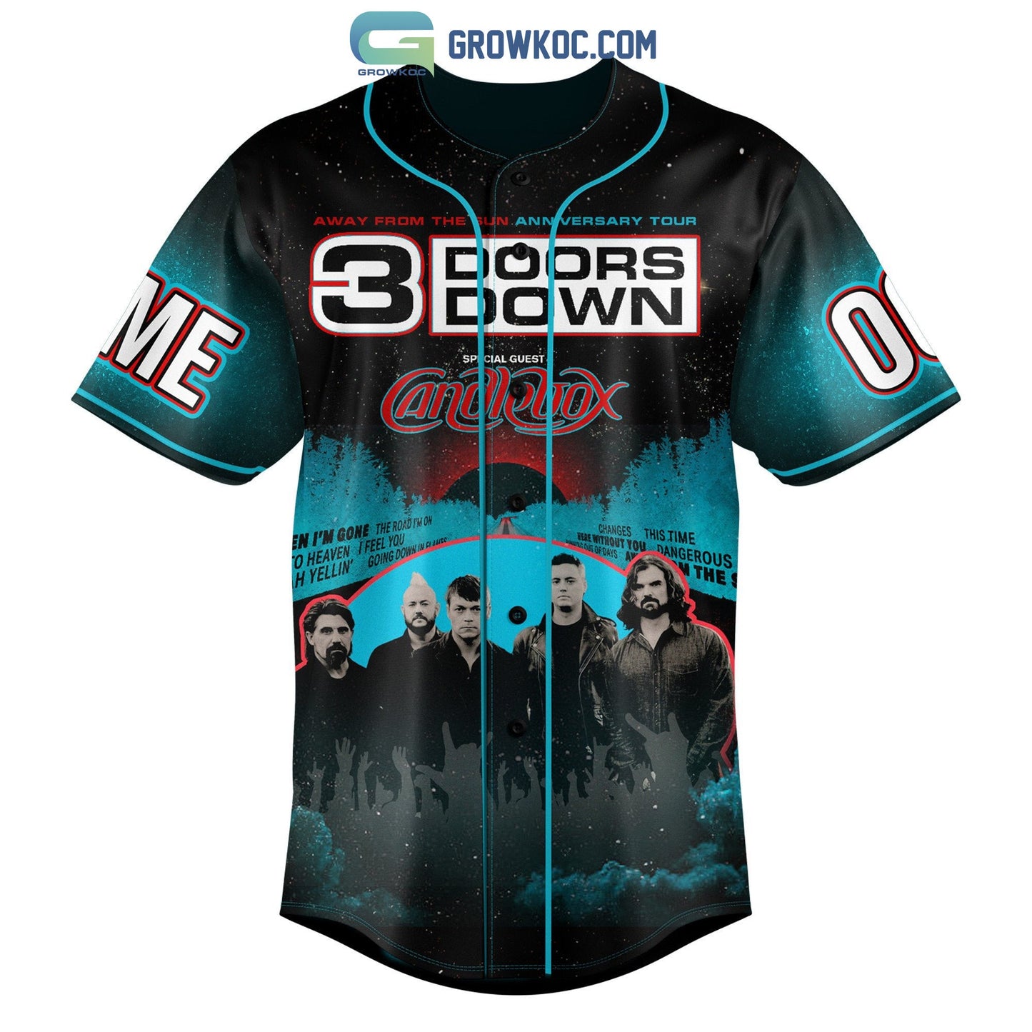 3 Doors Down Away From The Sun Anniversary Tour Personalized Baseball Jersey baseball jersey product view 2