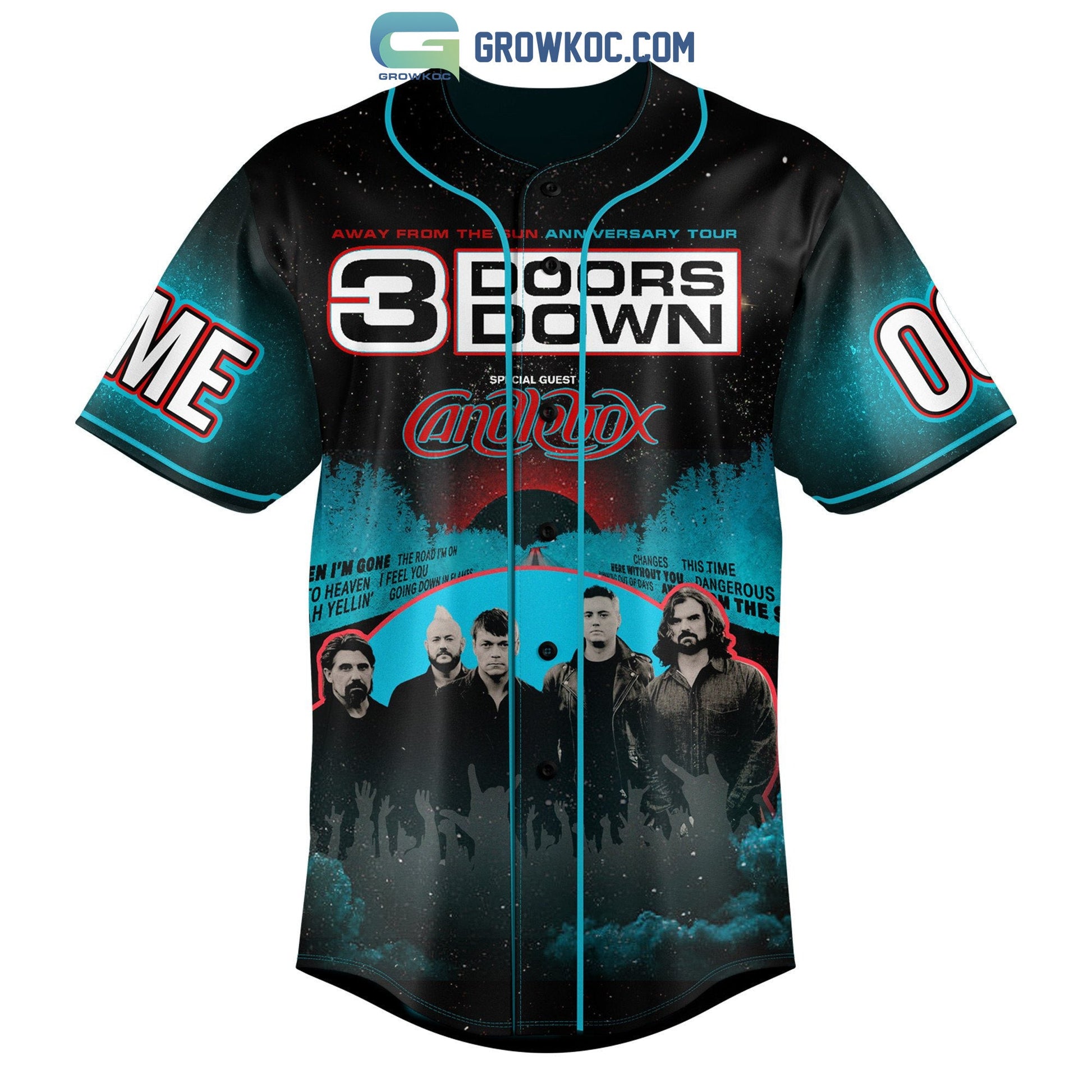 3 Doors Down Away From The Sun Anniversary Tour Personalized Baseball Jersey baseball jersey product view 2