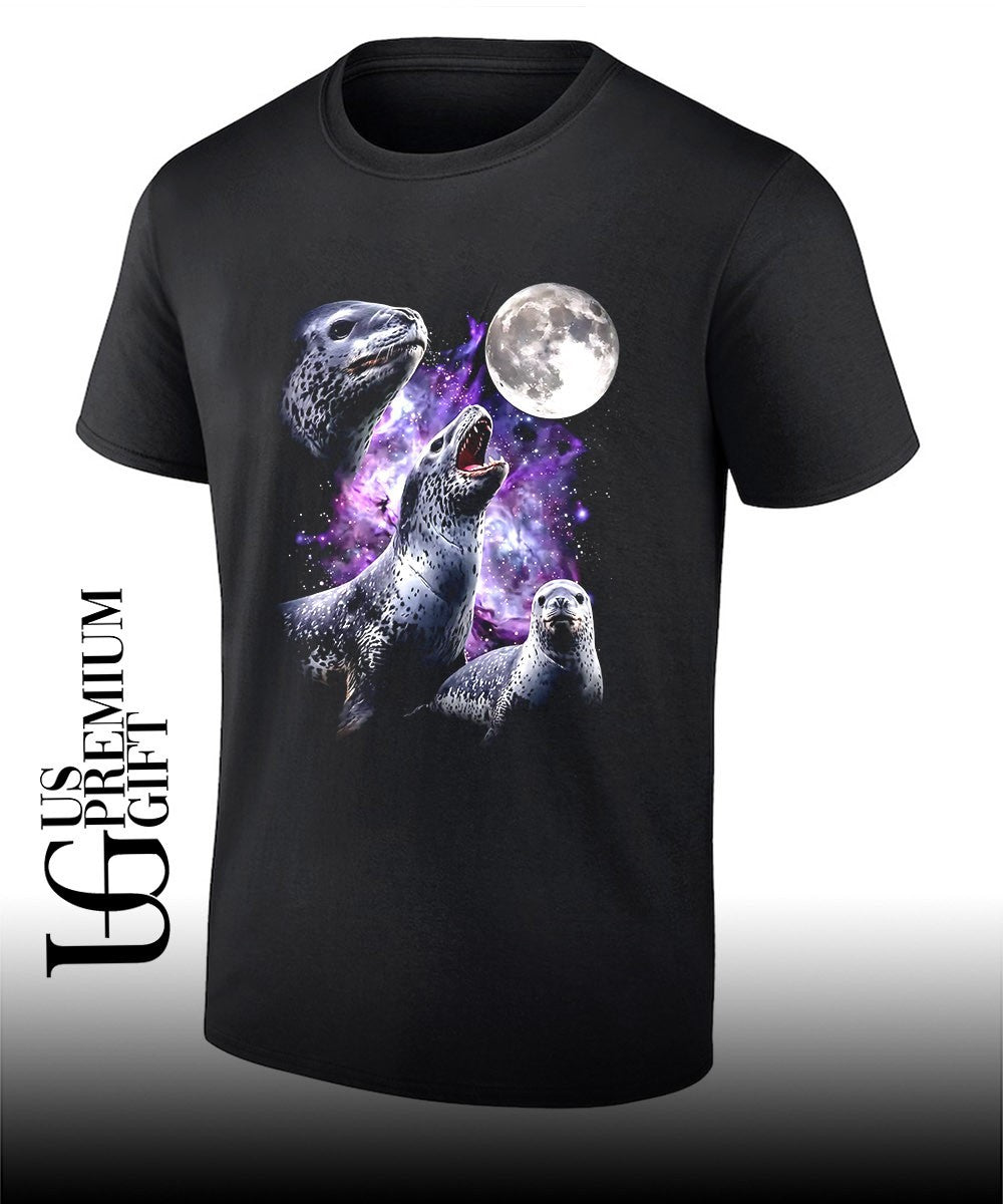 3 seals howling at the moon shirt Unisex T-shirt, Sweatshirt, Hoodie, Long Sleeve Tee - T-Shirt, Sweatshirt, Hoodie