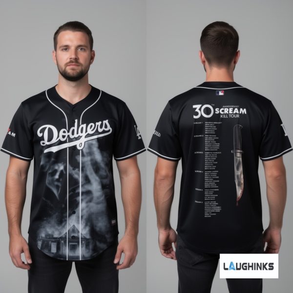 30th Anniversary Scream Kill Tour 2026 Baseball Jersey Shirt x LA Dodgers baseball jersey product view 1