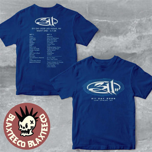 311 Band 311 Day Las Vegas Nevada 2026 Merch Night 1 Set List Tee Dolby Live At Park MGM On March 7-8 2026 T-Shirt - T-Shirt, Sweatshirt, Hoodie