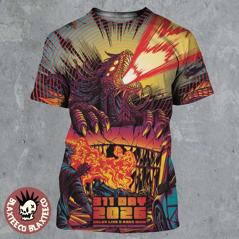 311 Band 311 Day Las Vegas Nevada 2026 Merch Poster Dolby Live At Park MGM On March 7-8 2026 Fire Monster Art All Over Print Shirt - T-Shirt, Sweatshirt, Hoodie