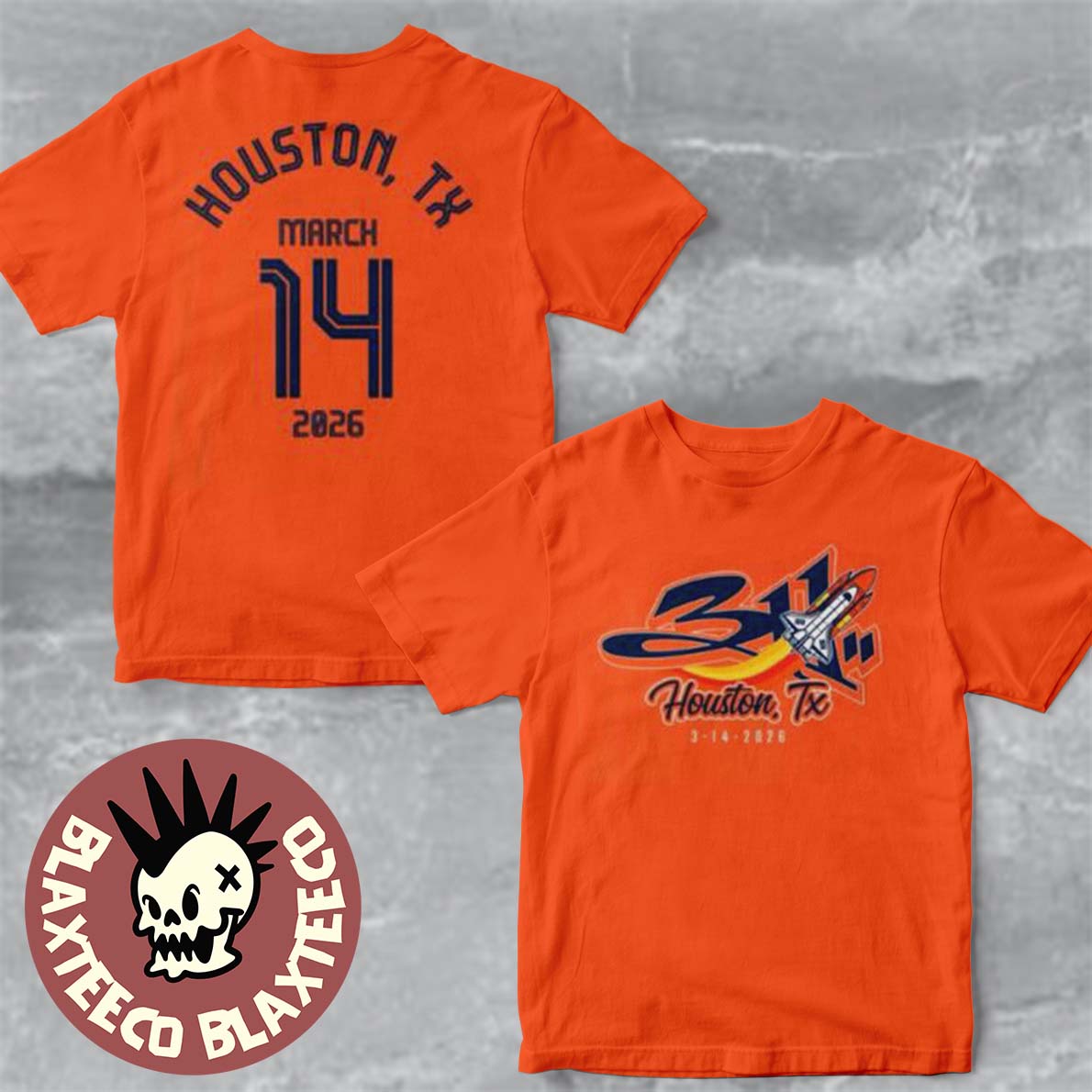 311 Houston Texas 2026 Event Merch Tee Moon to Mars Festival On March 14 2026 Spaceship Orange T-Shirt - T-Shirt, Sweatshirt, Hoodie