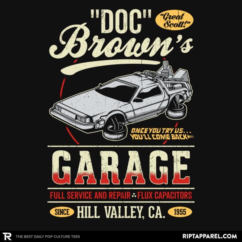 Doc Browns Garage Unisex T-shirt, Sweatshirt, Hoodie, Long Sleeve Tee - T-Shirt, Sweatshirt, Hoodie