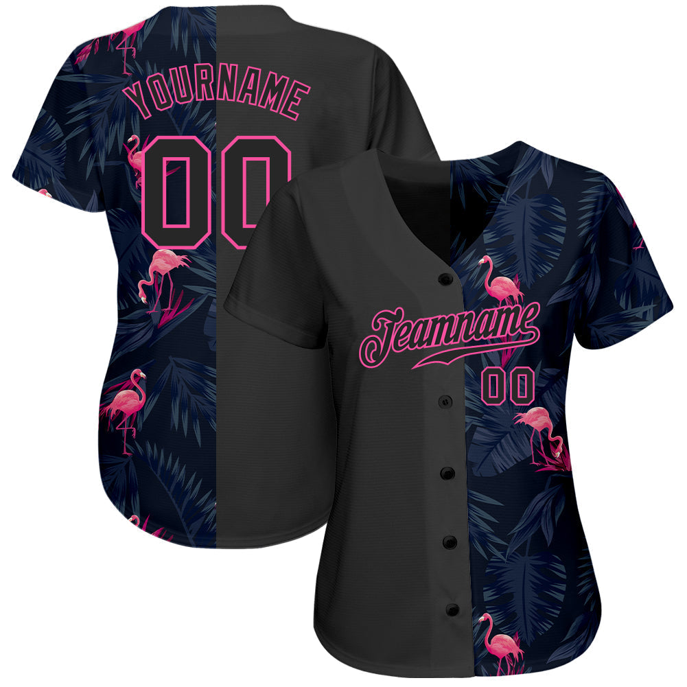 Custom 3D Pattern Design Flamingo Authentic Baseball Jersey baseball jersey product view 2