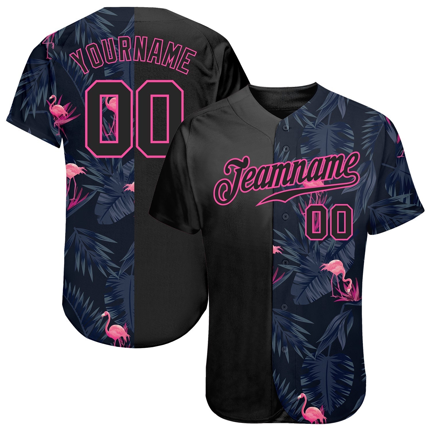 Custom 3D Pattern Design Flamingo Authentic Baseball Jersey baseball jersey product view 1
