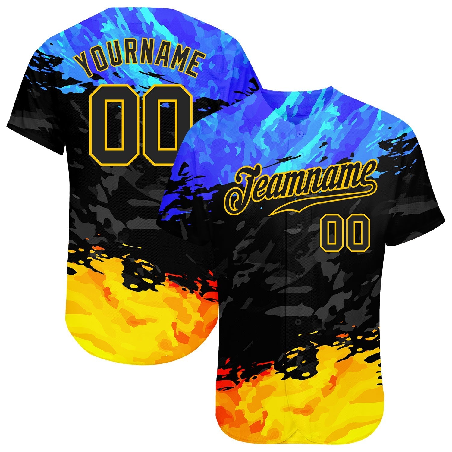 Custom 3D Pattern Design Fade Authentic Baseball Jersey baseball jersey product view 1