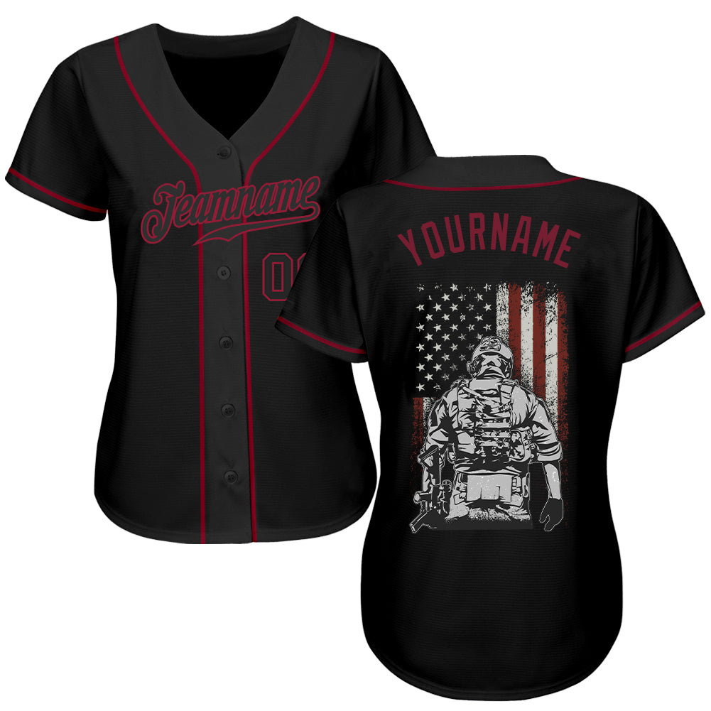 Custom 3D Pattern Design American Soldier Battlefield Authentic Baseball Jersey baseball jersey product view 2