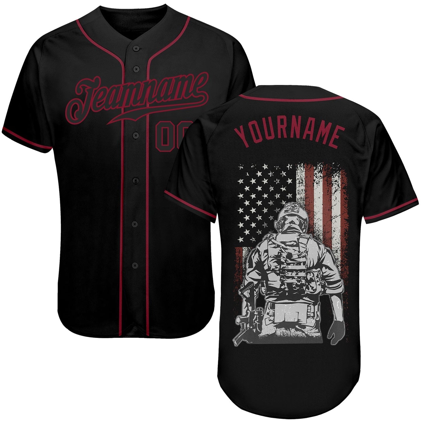 Custom 3D Pattern Design American Soldier Battlefield Authentic Baseball Jersey baseball jersey product view 1