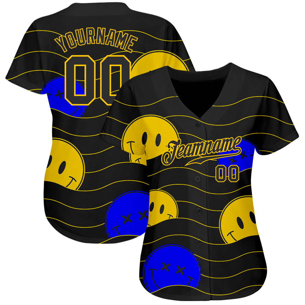 Custom 3D Pattern Design Smile Emoji Authentic Baseball Jersey baseball jersey product view 2