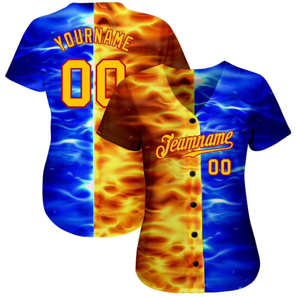 Custom 3D Pattern Design Flame Burning Red Hot Sparks BBQ Season Authentic Baseball Jersey baseball jersey product view 2
