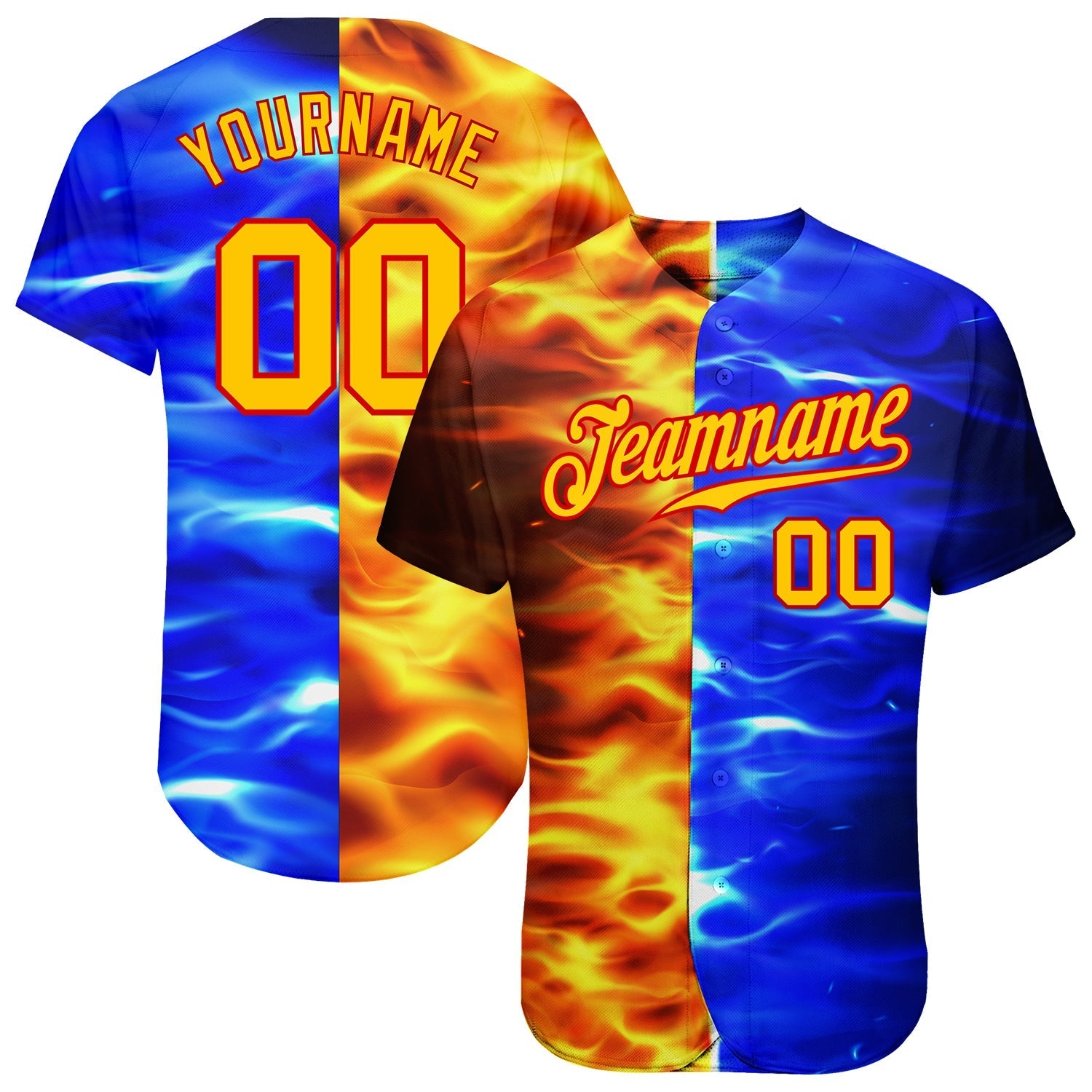 Custom 3D Pattern Design Flame Burning Red Hot Sparks BBQ Season Authentic Baseball Jersey baseball jersey product view 1