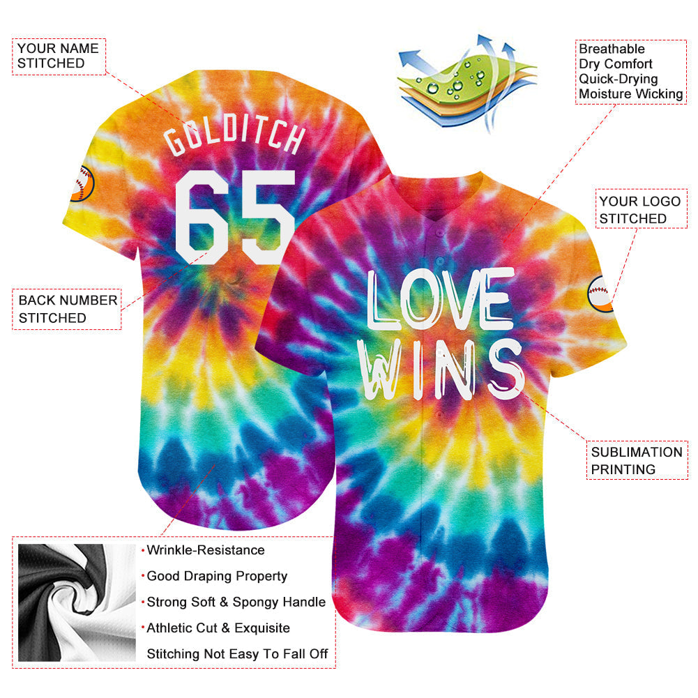 Custom Rainbow For Pride Month Love Wins LGBT Authentic Baseball Jersey baseball jersey product view 3