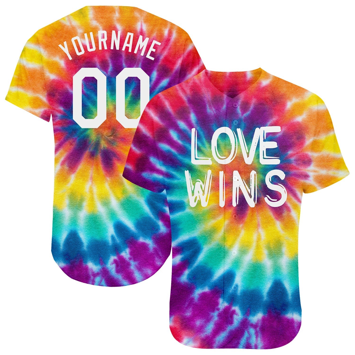Custom Rainbow For Pride Month Love Wins LGBT Authentic Baseball Jersey baseball jersey product view 1
