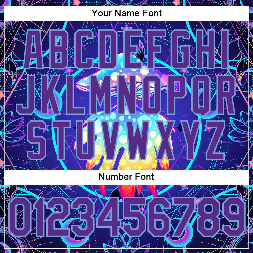 Custom 3D Pattern Design Magic Mushrooms Over Sacred Geometry Psychedelic Hallucination Authentic Baseball Jersey baseball jersey product view 5