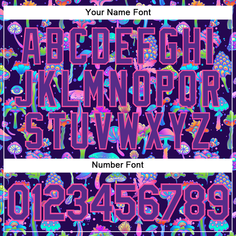 Custom 3D Pattern Design Colorful Flowers And Mushrooms Psychedelic Hallucination Authentic Baseball Jersey baseball jersey product view 5