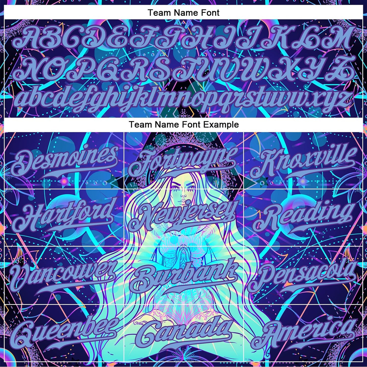 Custom 3D Pattern Design Magic Girl Sitting And Meditation In Lotus Position Over Geometry Psychedelic Hallucination Authentic Baseball Jersey baseball jersey product view 4