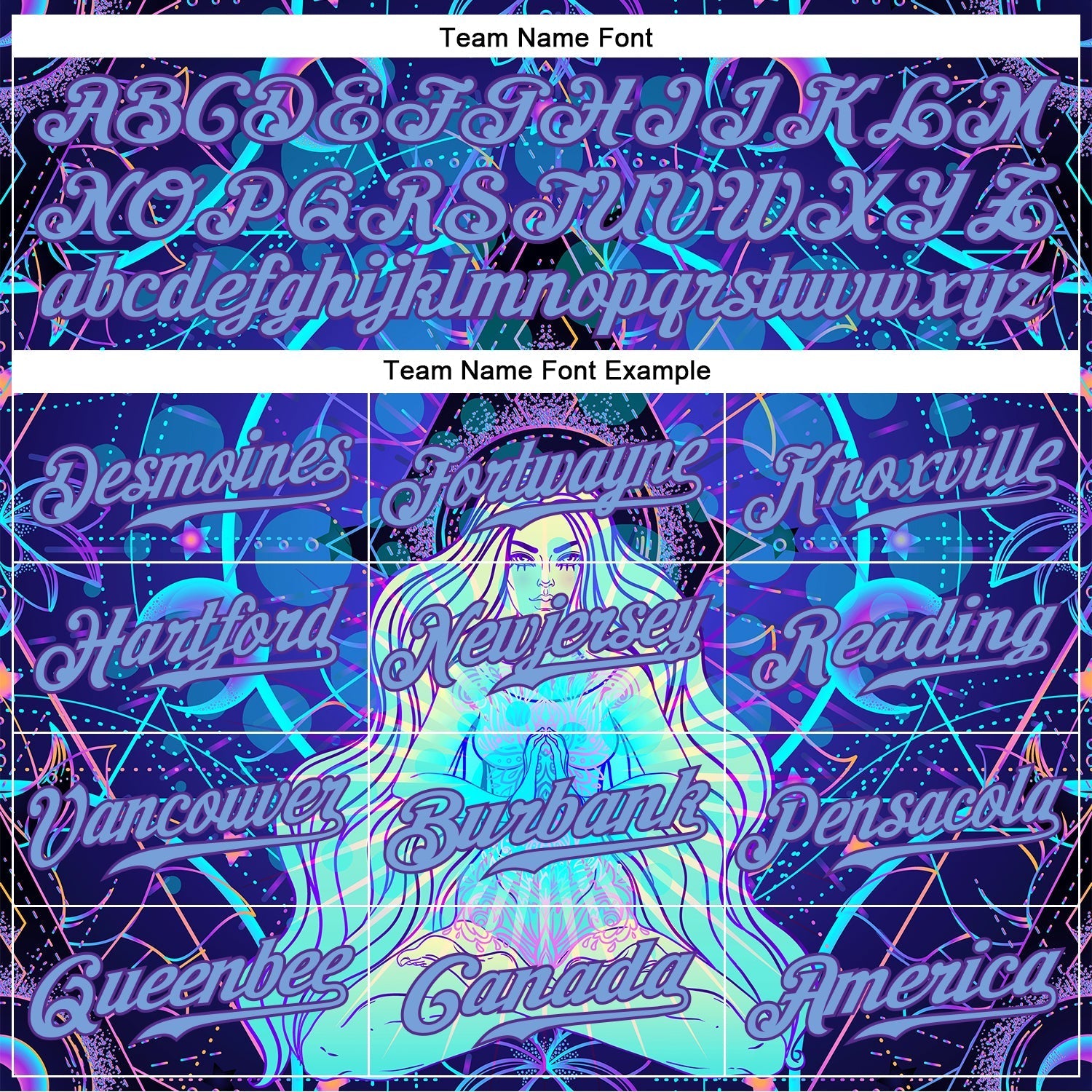 Custom 3D Pattern Design Magic Girl Sitting And Meditation In Lotus Position Over Geometry Psychedelic Hallucination Authentic Baseball Jersey baseball jersey product view 4