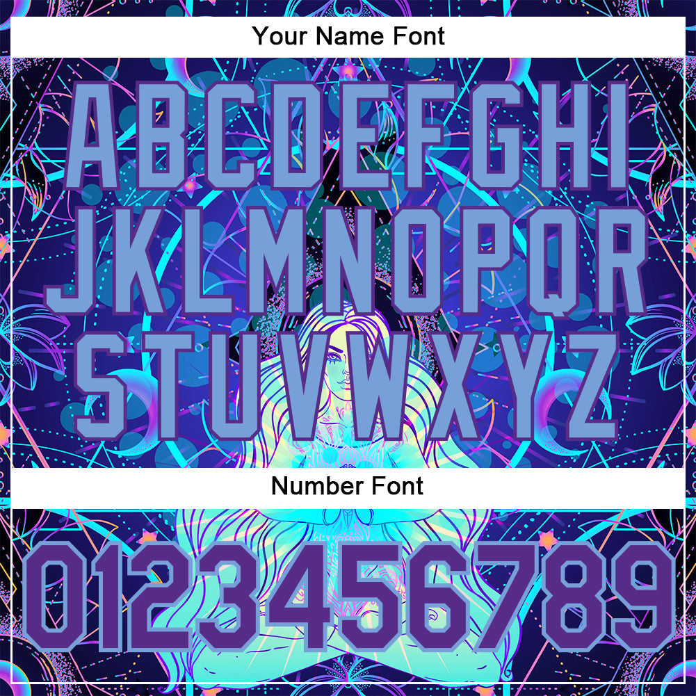 Custom 3D Pattern Design Magic Girl Sitting And Meditation In Lotus Position Over Geometry Psychedelic Hallucination Authentic Baseball Jersey baseball jersey product view 5