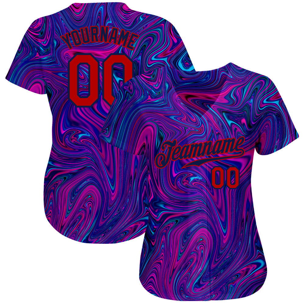 Custom 3D Pattern Design Abstract Interweaving Curved Fluid Art Authentic Baseball Jersey baseball jersey product view 2