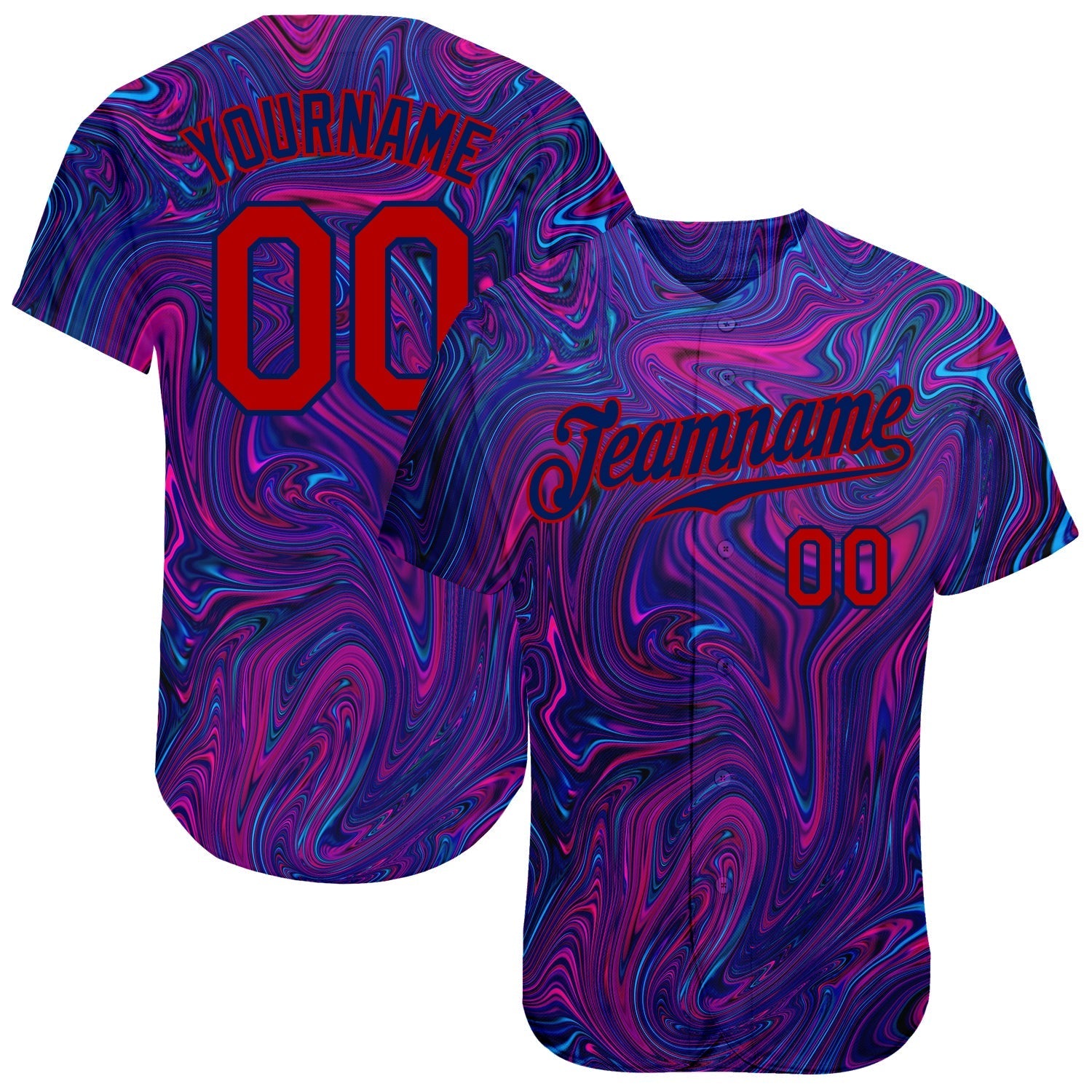 Custom 3D Pattern Design Abstract Interweaving Curved Fluid Art Authentic Baseball Jersey baseball jersey product view 1