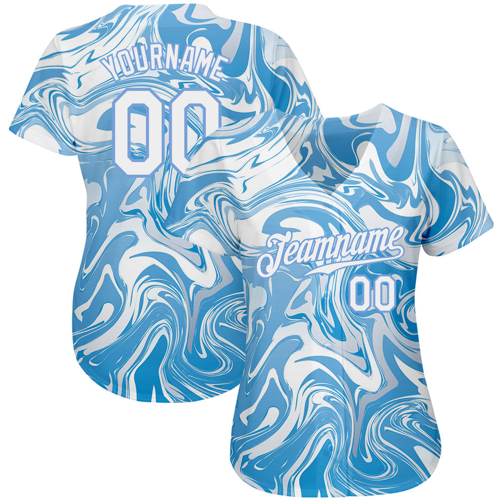 Custom 3D Pattern Design Abstract Ocean With Waves Fluid Art Authentic Baseball Jersey baseball jersey product view 3