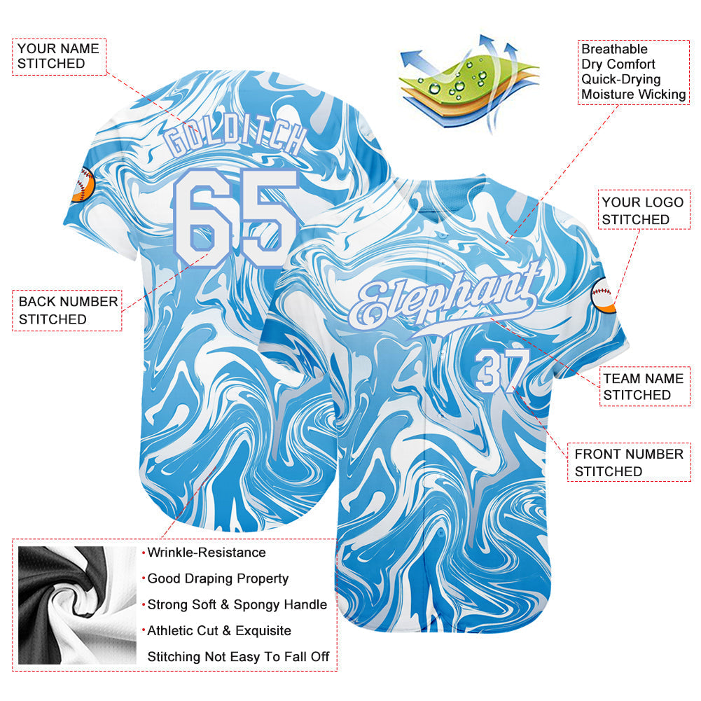 Custom 3D Pattern Design Abstract Ocean With Waves Fluid Art Authentic Baseball Jersey baseball jersey product view 4